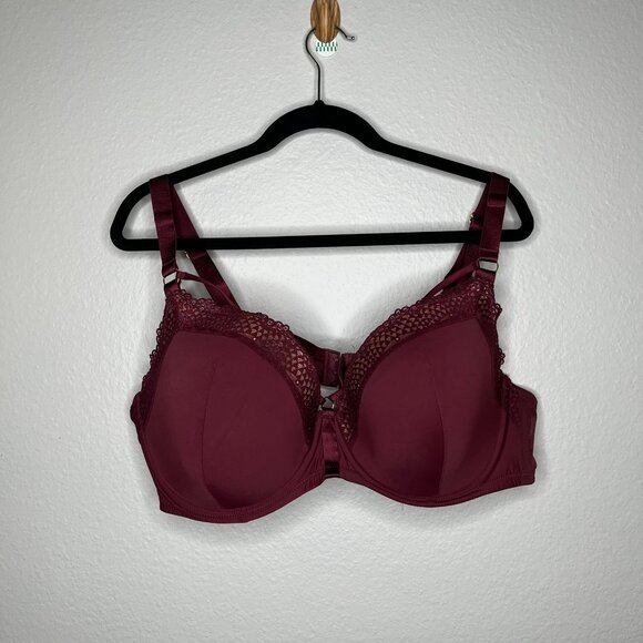 Adore Me 44DD Marca Burgundy Contour Lace Strappy Underwire Bra - Picture 2 of 10